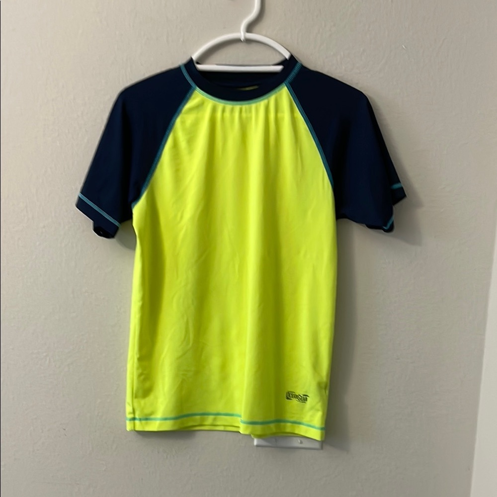 Kids Swim Shirt in Neon Yellow and Navy